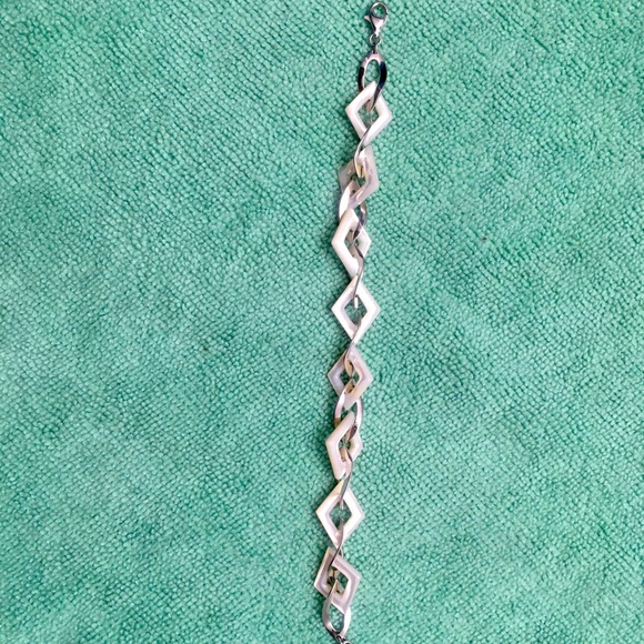 925 Silver Mother of Pearl Diamond Shape Bracelet